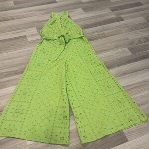 Ollari New York Vibrant‎ Green Wide Leg Jumpsuit NWOT By Anthropologie